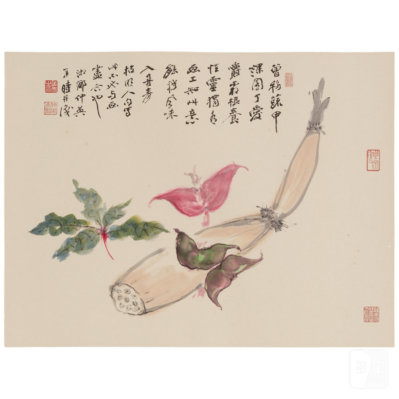 匡仲英（1924-2015） 蔬果圖二幀 設色紙本 鏡心 | KUANG ZHONGYING (KUANG SHI 1924-2015) - 图3